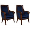 Pair of Walnut Upholstered Bergeres