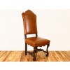 Walnut Side Chair upholstered in leather