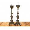 Pair of Silvered Brass Torcheres