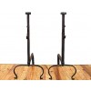 Pair of Wrought Iron Andirons with Octagonal Finials