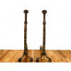Pair of Tall Cast and Wrought Iron Andirons with 4 Sets of Brass Finials