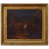 Oil on Canvas Depicting a Nocturnal Gathering Under a Lantern