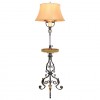 Steel, Gilt Metal, and Velvet Floor Lamp