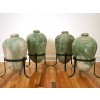 Pair of Green-Painted Terracotta Vessels on Later Iron Stands (previously four)