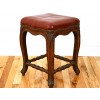 Carved Walnut and Red Leather Stool