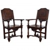 Pair of Walnut and Inlaid Turned Wood Armchairs