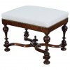Turned Walnut and Upholstered Bench