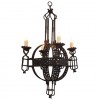 Large Wrought Iron 4-Light Orb Chandelier