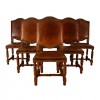 Set of 6 Oak and Leather Upholstered Dining Chairs