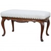 Carved Walnut and Upholstered Bench