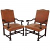 Pair of Walnut and Upholstered Armchairs