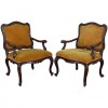 Pair of Walnut and Upholstered Armchairs