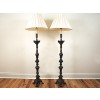 Pair of Tall Bronze Lamps