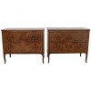 Extraordinary Pair of Walnut and Pearwood Marquetry 2-Drawer Commodes