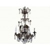 6-Light (3-down) Bronze, Crystal, and Glass Chandelier