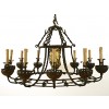 Wrought and Gilt Iron 12-Light Chandelier