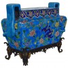 Glazed Porcelain Cachepot on Decorative Gilt Metal Stand