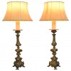 Pair of Patinated Brass Table Lamps