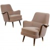 Pair of Mahogany and Brass Bergeres with Mohair Upholstery