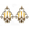 Pair Bronze 3-Light Wall Sconces