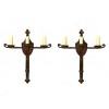 Pair of Metal Sconces with Painted Stemmi