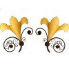 Pair of Wrought Iron Wall Sconces with Custom "Fleur de Lis" Shades