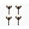 Set of 4 Wrought Iron 3-Light Sconces