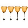 Set of 4 Wrought Iron 1-Light Sconces with Custom Shades