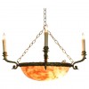 Alabaster and Brass 5-Light Lantern Chandelier