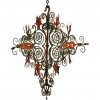 Polychrome Painted Wrought Iron Chandelier