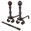 Steel Andirons with Fire Tool