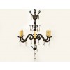 Wrought Iron, Gilt Metal, and Prisms 6-Light Chandelier