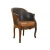 Walnut, Caned, and Leather Upholstered Bergere