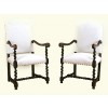 Pair of Dark Walnut and Upholstered Fauteuils