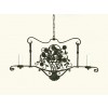 Wrought Iron and Painted Metal 2-Light Horizontal Chandelier