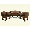 3 Piece Set of Leather Upholstered Walnut Seating Furniture