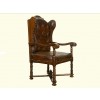 Oak Armchair with Antique Leather Upholstery