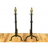Pair of Wrought Iron and Brass Andirons