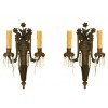 Pair of Painted Wood, Iron, and Metal 2-Light Wall Appliques