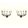 Pair of 6-Light Iron, Mecca, and Gesso Wall Sconces