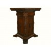 Carved and Stained Oak Hexagonal Top Side Table