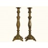 Pair of Etched Bronze Baroque Style Candlesticks