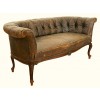 Walnut and Leather Upholstered Settee