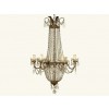 Gilt Iron and Glass 6-Light Chandelier