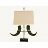 Silver Plated, Horn, and Marble Table Lamp