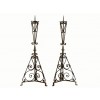 Pair of Wrought and Parcel Gilt Iron Torcheres