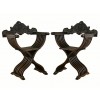 Pair of Carved Walnut Savonarola Chairs
