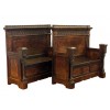 Pair of Carved Oak Hall Benches