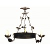 Wrought Iron and Cast Metal 3-Light Chandelier