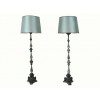 Tall Pair of Silvered Copper and Velvet Torcheres